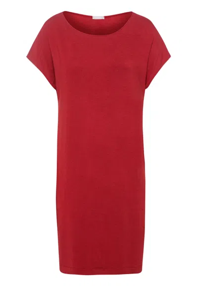 Hanro Natural Elegance Short Sleeve Gown In Brown