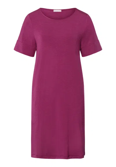 Hanro Natural Elegance Soft Round Neck Nightgown In Purple
