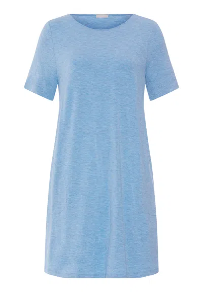 Hanro Natural Elegance Soft Round Neck Nightgown In Blue