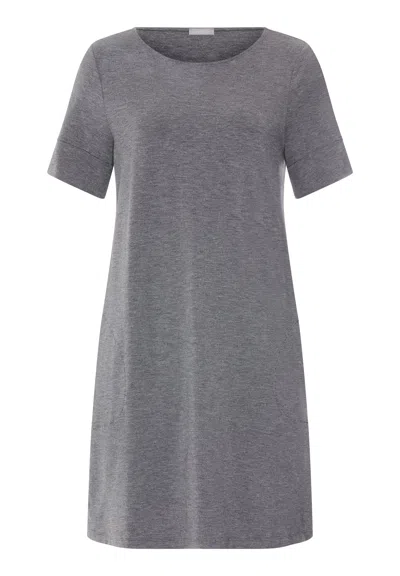 Hanro Natural Elegance Soft Round Neck Nightgown In Gray