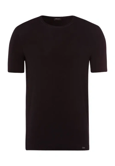 Hanro Natural Function Tencel™ And Cotton Fitted Crew Neck T-shirt In Deep Black