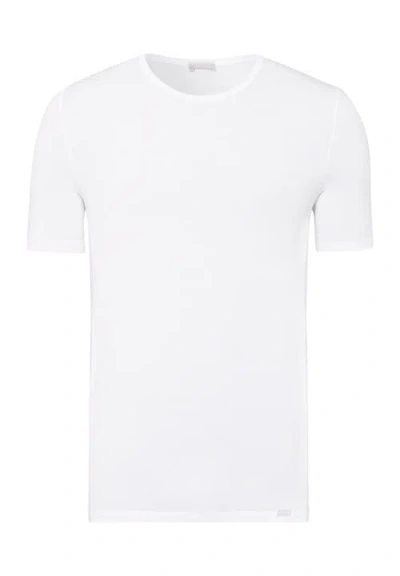 Hanro Natural Function Tencel™ And Cotton Fitted Crew Neck T-shirt In White