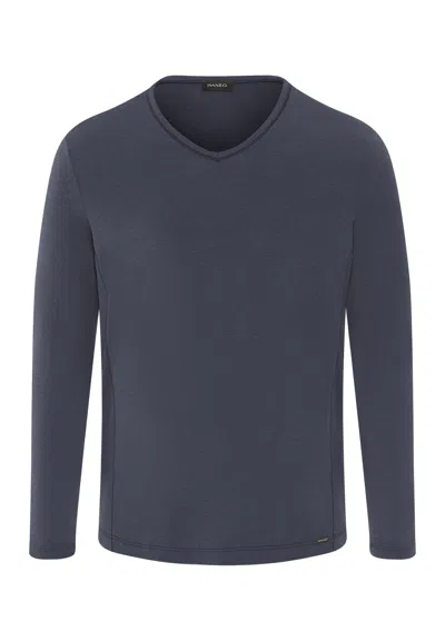 Hanro Natural Function Tencel™ And Cotton Fitted V-neck Top In Stormy Gray