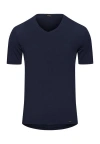 Hanro Cotton Superior V-neck T-shirt In Deep Navy