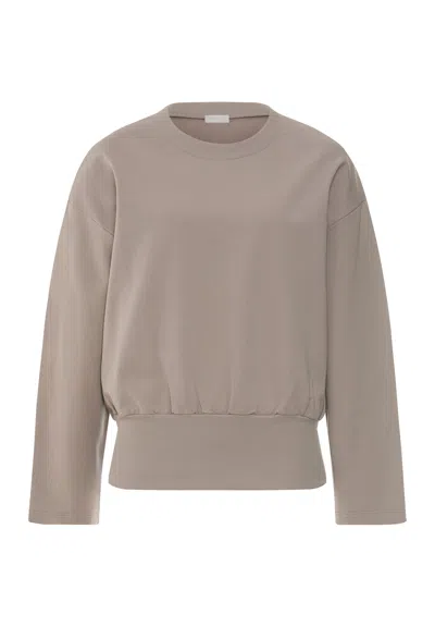 Hanro Natural Living Cotton Blend French Terry Sweatshirt In Rose Grey