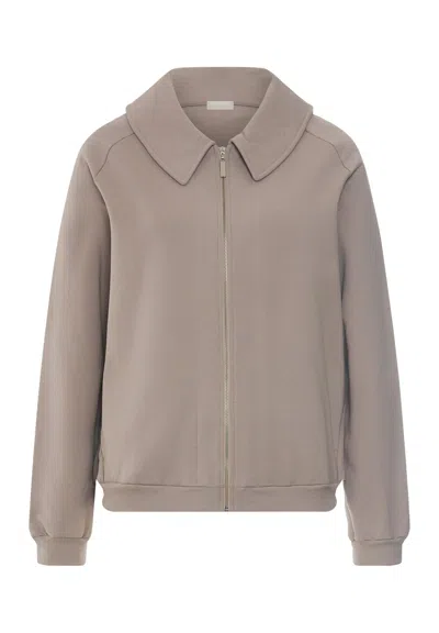 Hanro Natural Living Cotton Blend Zip-up Jacket In Rose Grey
