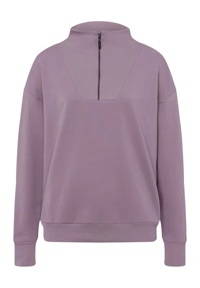 Hanro Natural Living Organic Cotton Half Zip Pullover In Purple