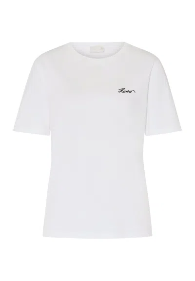 Hanro Natural Shirt Cotton Embroidered Logo T-shirt In White