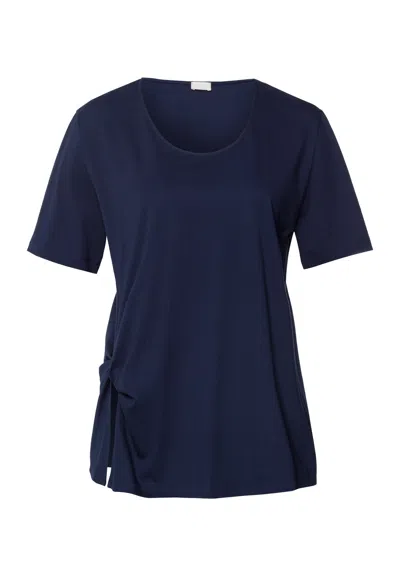 Hanro Natural Shirt Cotton Scoop Neck Top In Blue