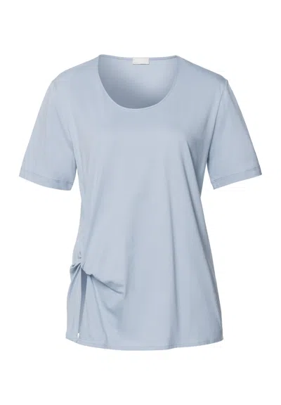 Hanro Natural Shirt Cotton Scoop Neck Top In Blue