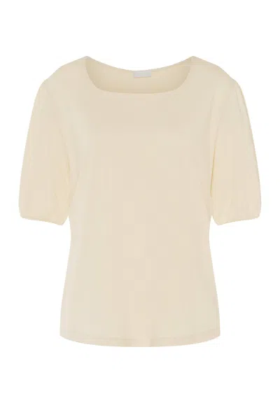 Hanro Natural Shirt Organic Cotton Square Neck Top In Nude