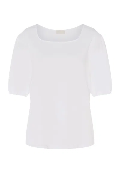 Hanro Natural Shirt Organic Cotton Square Neck Top In White