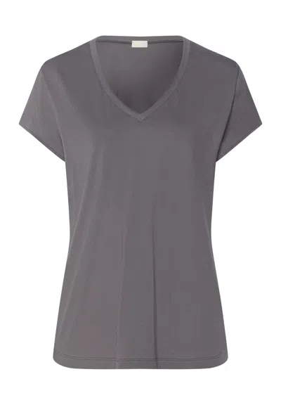 Hanro Natural Shirt Organic Cotton V-neck T-shirt In Gray