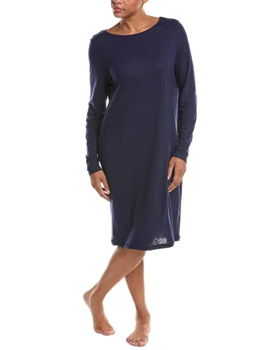 Hanro Natural Wear Round Neck Wool-blend Dress In Blue