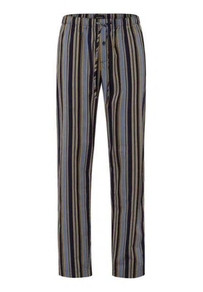 Hanro Cotton Striped Lounge Pants In Ocean Stripe