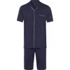 Hanro Night And Day Button Front Cotton Pajama Set In Black Iris