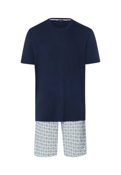 Hanro Night And Day Cotton And Tencel Crew Neck Pajama Set In Blue