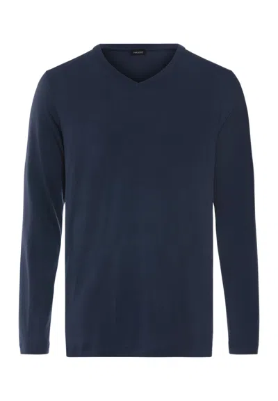 Hanro Night & Day Cotton And Tencel™ V-neck Top In Deep Navy