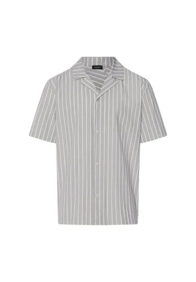 Hanro Night And Day Cotton Button Front Collared Shirt In Gray
