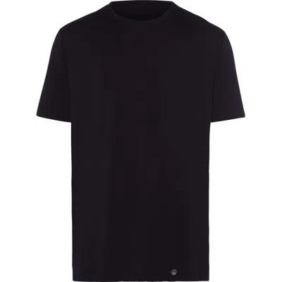 Hanro Night And Day Cotton Crew Neck T-shirt In Black