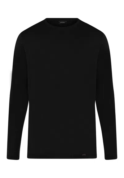 Hanro Night And Day Cotton Crew Neck Top In Black
