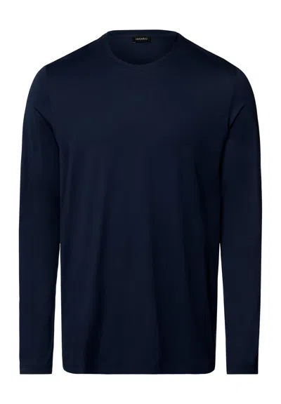 Hanro Night And Day Cotton Crew Neck Top In Blue
