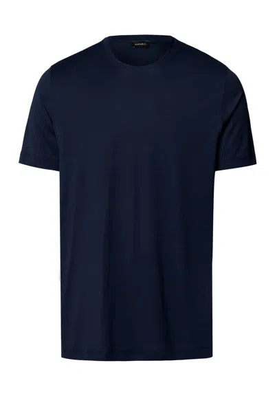 Hanro Night And Day Cotton Crew Neck T-shirt In Blue