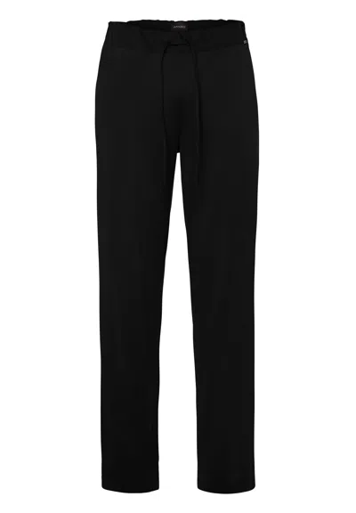 Hanro Night And Day Cotton Knit Drawstring Pants In Black