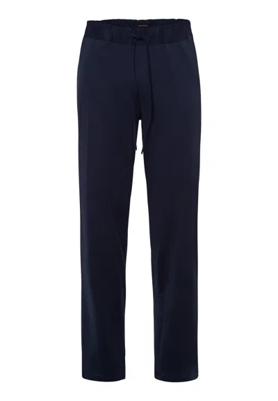 Hanro Night And Day Cotton Knit Drawstring Pants In Blue