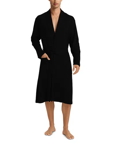 Hanro Night And Day Cotton Robe In Black