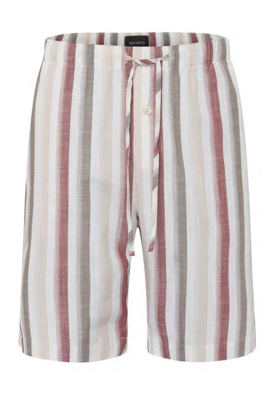 Hanro Night & Day Cotton Shorts In Russet Beige Stripe