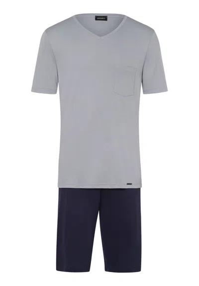Hanro Night And Day Cotton V-neck Pajama Set In Gray