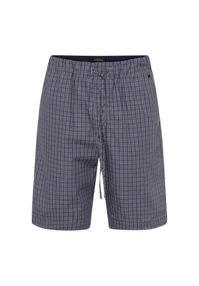 Hanro Night And Day Cotton Woven Drawstring Shorts In Blue