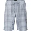 Hanro Night And Day Drawstring Cotton And Linen Shorts In Sea Breeze Check