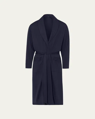 Hanro Night & Day Knit Robe In Blue