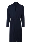Hanro Night And Day Shawl Collar Cotton Robe 120cm In Deep Navy