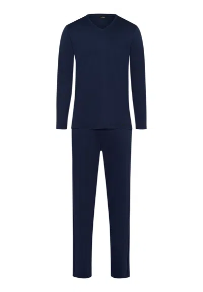 Hanro Night Selection Cotton Pajama Set In Blue