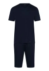 Hanro Night Selection Cotton Pajama Set In Deep Navy