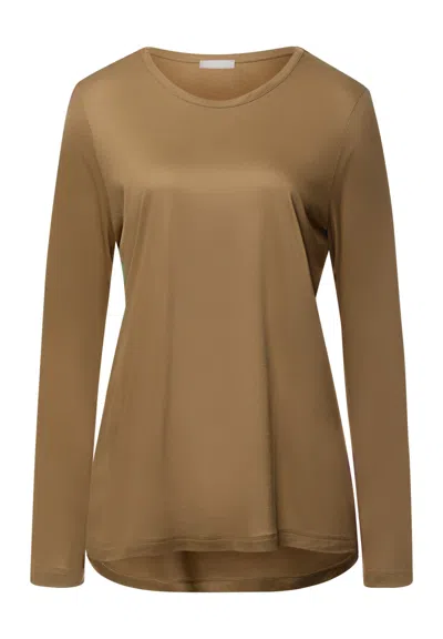Hanro Olivia Soft Tencel™ Round Neck Top In Brown