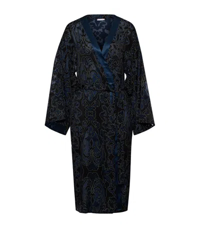 Hanro Paisley Marlene Robe In Sheer Damask