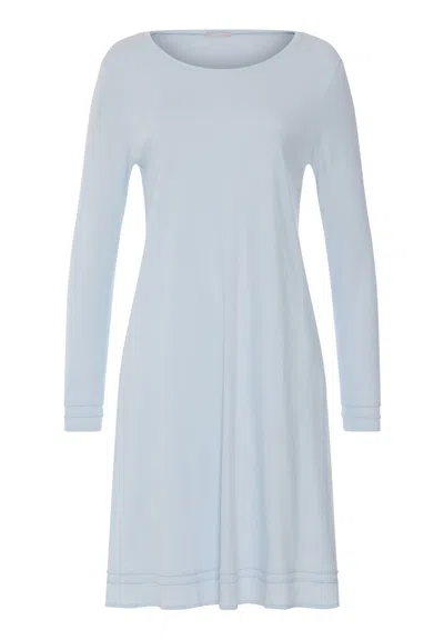 Hanro Pilar Parallel Pleated Cotton Nightgown In Pastel Sky