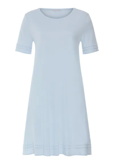 Hanro Pilar Pleated Cotton Nightgown In Pastel Sky