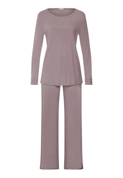 Hanro Pilar Pleated Cotton Pajama Set In Stormy Rose