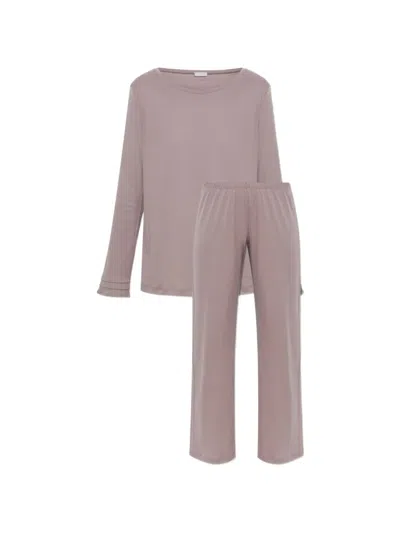 Hanro Pilar Pleated Cotton Pyjama Set (set Of Two) In Pink