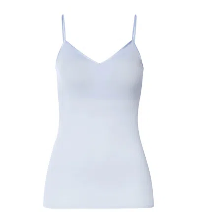 Hanro Pima Cotton Seamless Padded Camisole In Blue