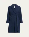 Hanro Plush Short Robe In Deep Navy