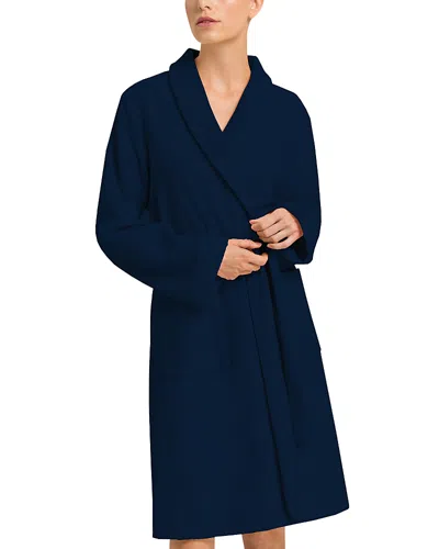 Hanro Plush Wrap Robe In Deep Navy