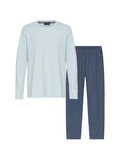 Hanro Printed Long-sleeve Sleepwear Set (set Of Two) In Blue