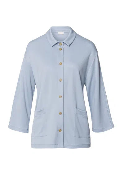 Hanro Pure Comfort Tencel™ Button Front Jacket In Blue