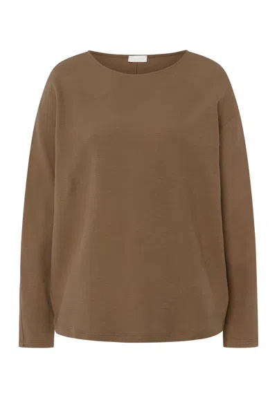 Hanro Pure Comfort Woven Cotton Pullover In Brown